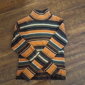 The Limited brand Striped Turtleneck Sweater in Orange and Brown